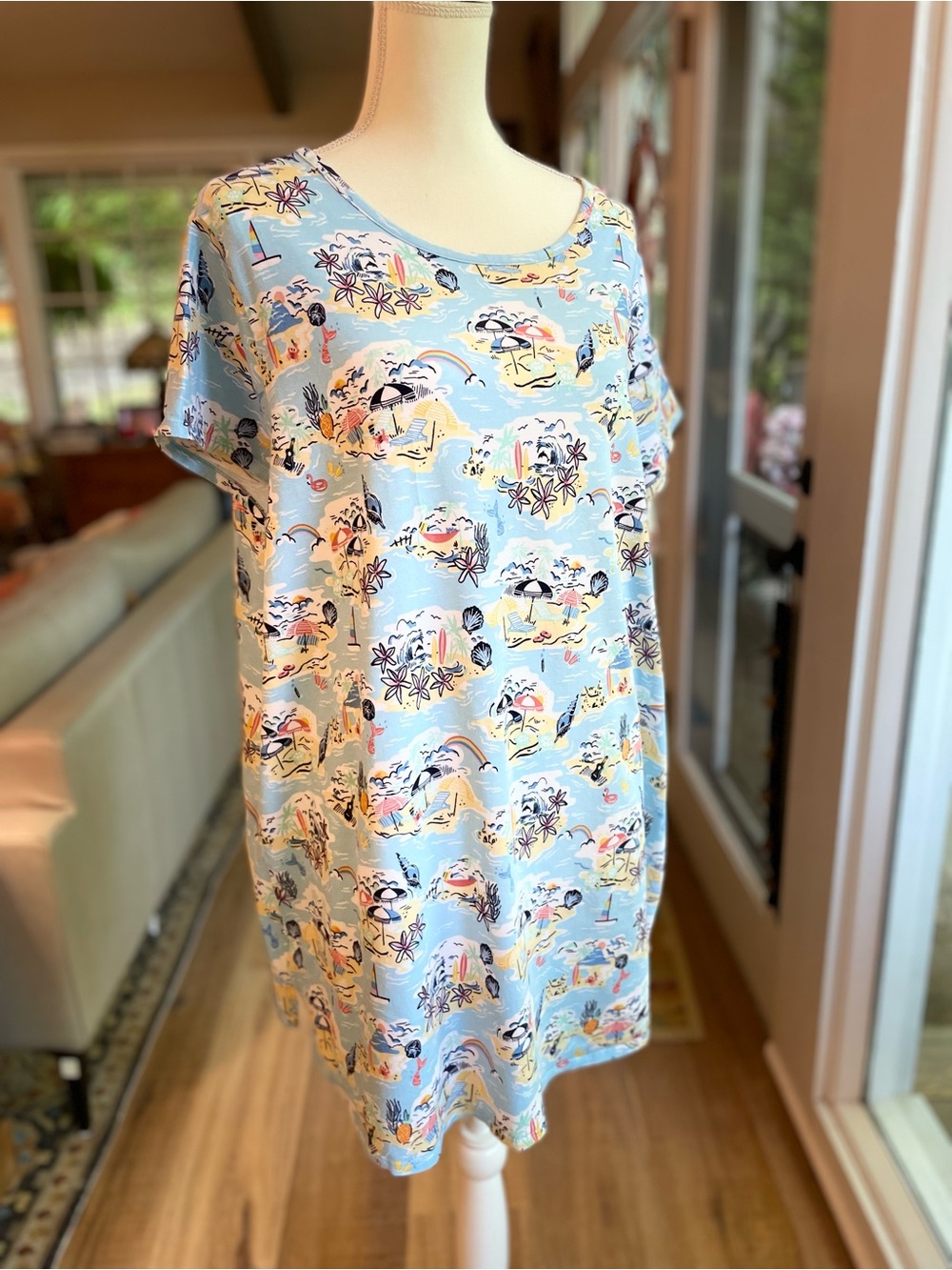 Vera Bradley light Blue Beach Theme Print Shift Dress/ beach dress/night dress